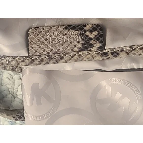 Michael Kors Python Embossed Leather Drawstring Bucket Tote Satchel Shoulder Bag - Picture 14 of 16